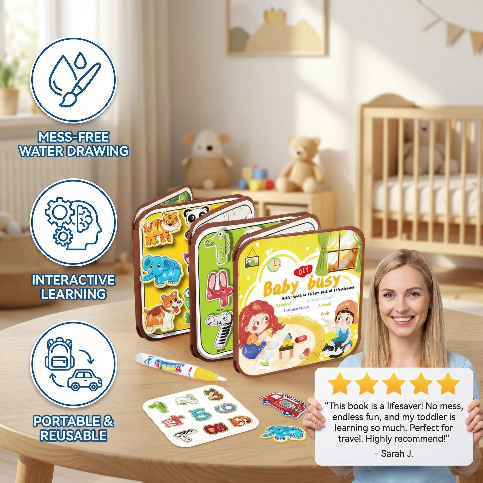 2-in-1 Magical Montessori Story Book for Water Drawing and Playing - Image 2