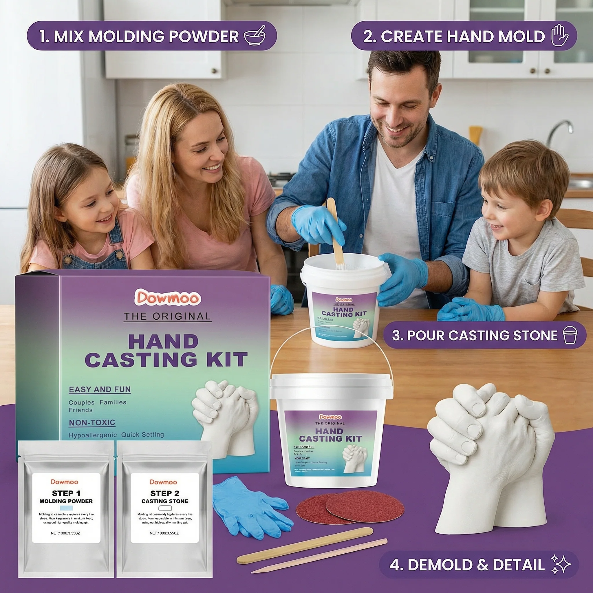 3D Hand Casting Kit for Families & Couples – Family Keepsake Set - Image 3