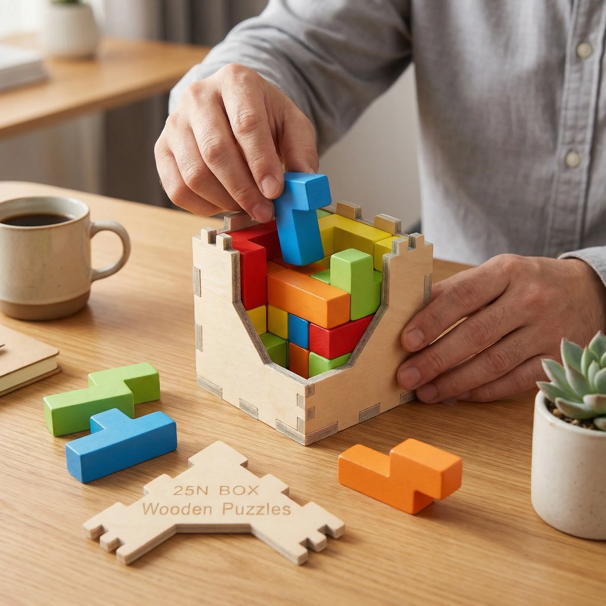 3D Wooden Logic Puzzle & Shape Challenge - Image 9