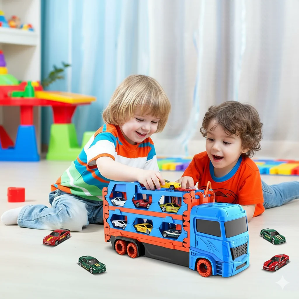 Car Play Truck with Foldable Catapult Race Track - Image 3