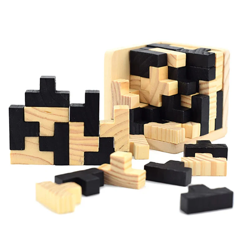 Children's Tetris Game and Learning Cube Made of Wood - Image 4