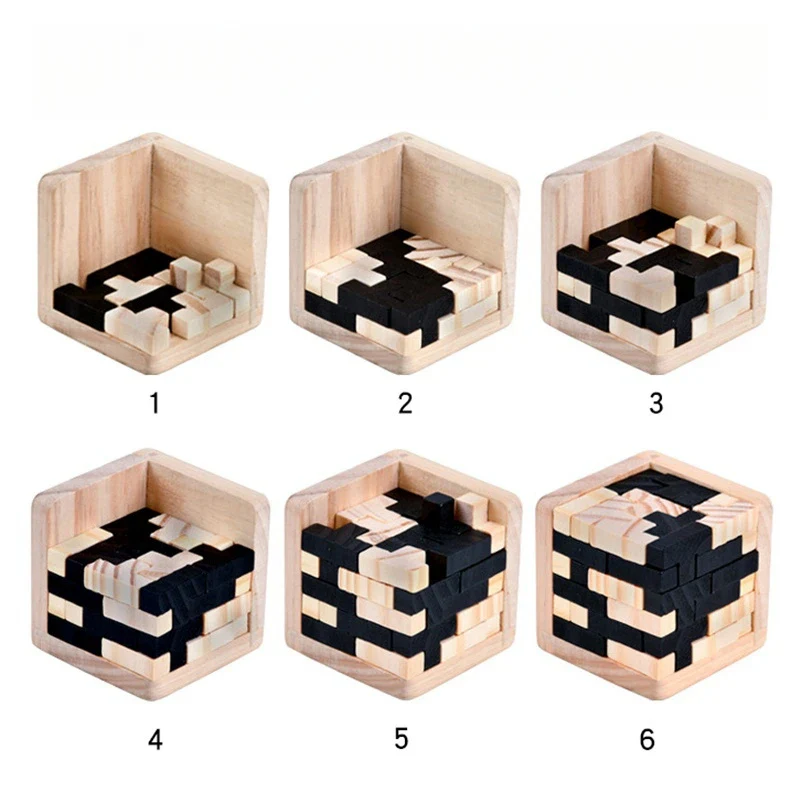 Children's Tetris Game and Learning Cube Made of Wood - Image 5