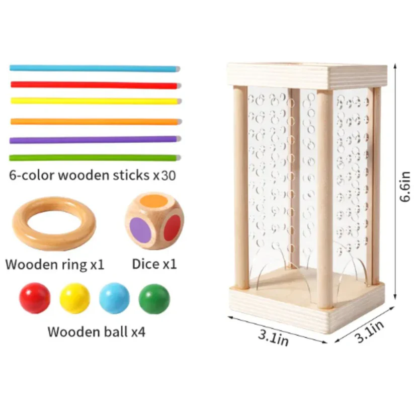Educational 3-in-1 wooden ball and stick dexterity game - Image 4
