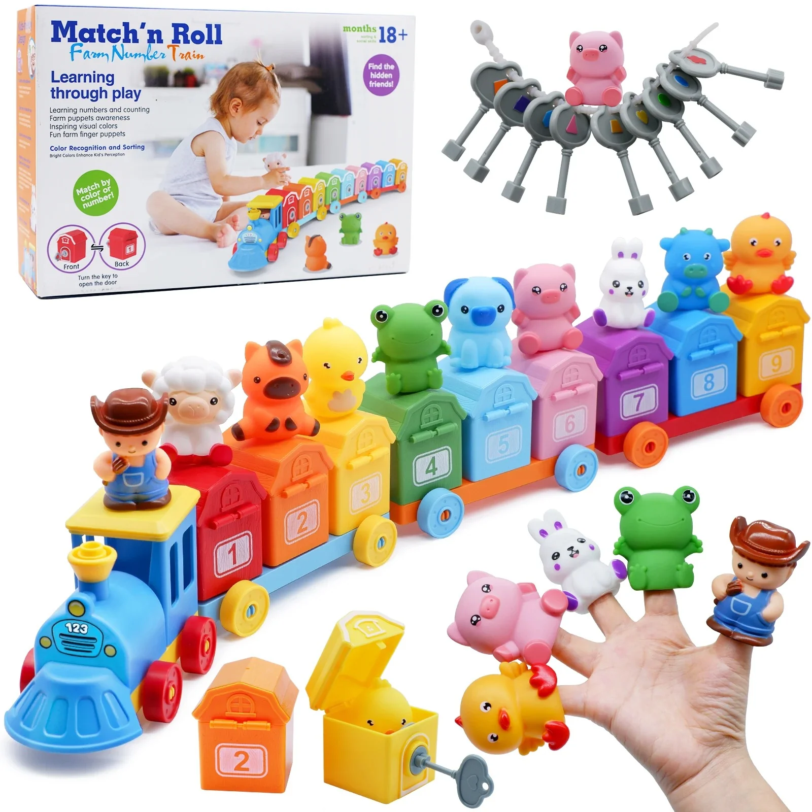 Educational Montessori Farm Number Train Toy - Image 2
