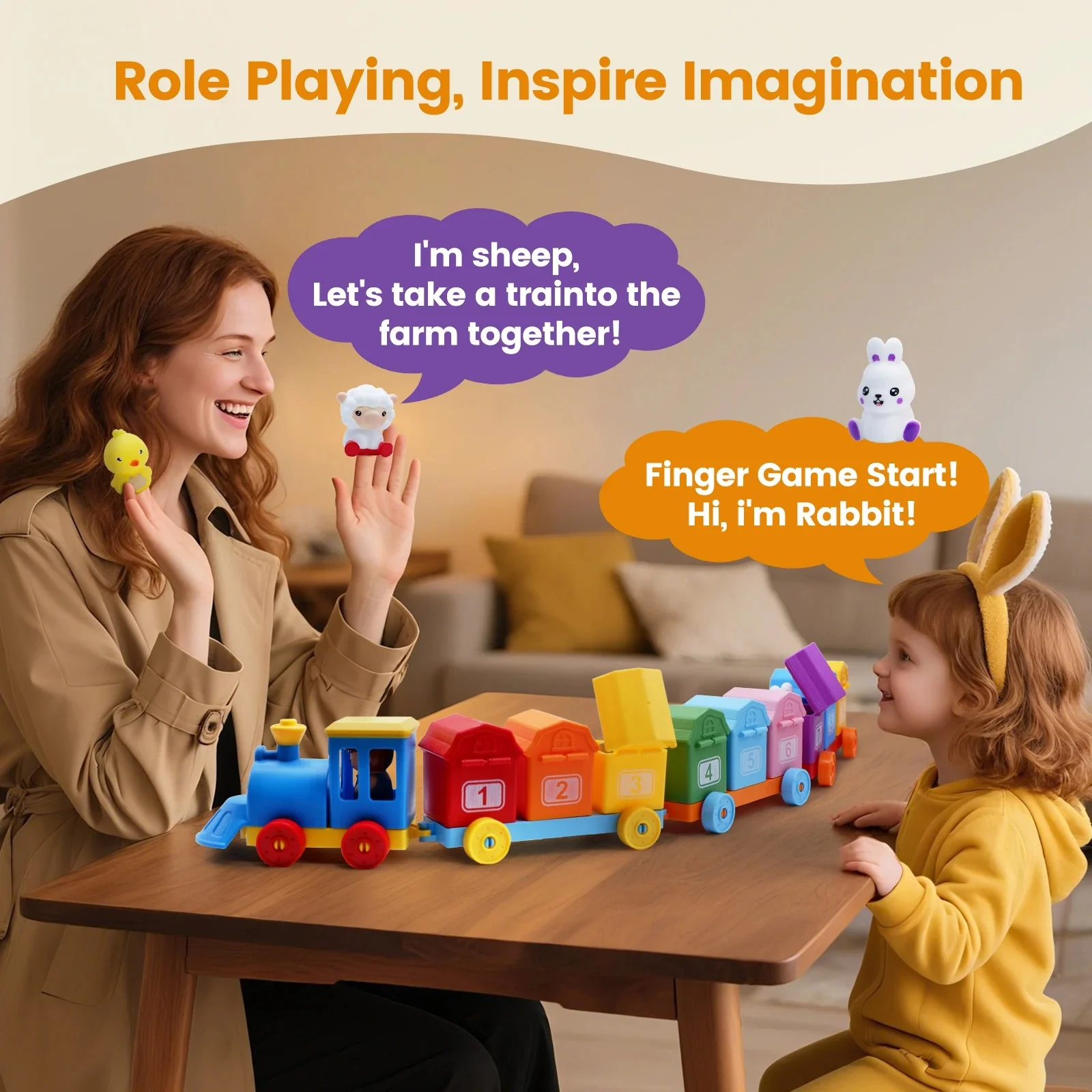 Educational Montessori Farm Number Train Toy - Image 5