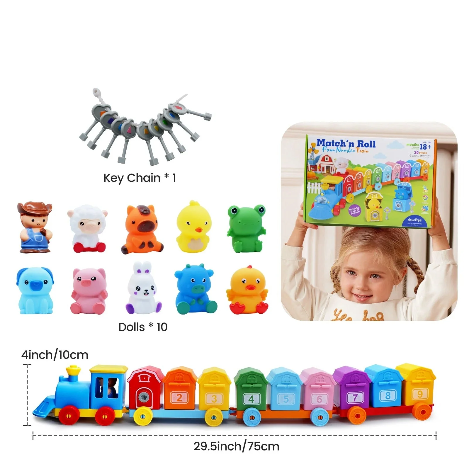 Educational Montessori Farm Number Train Toy - Image 6