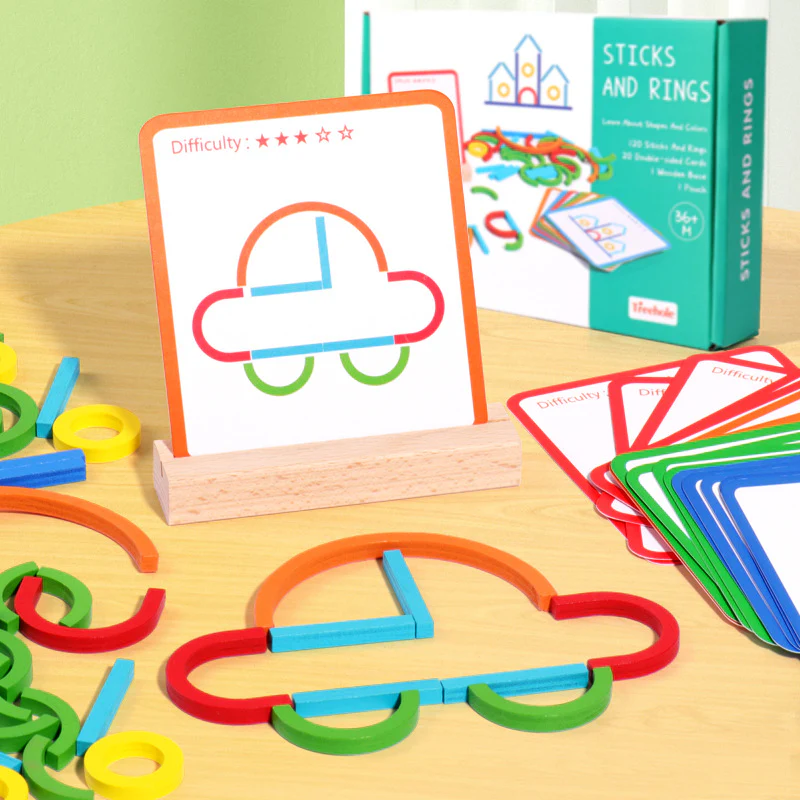 Educational Montessori Sticks and Rings Building Blocks - Image 3