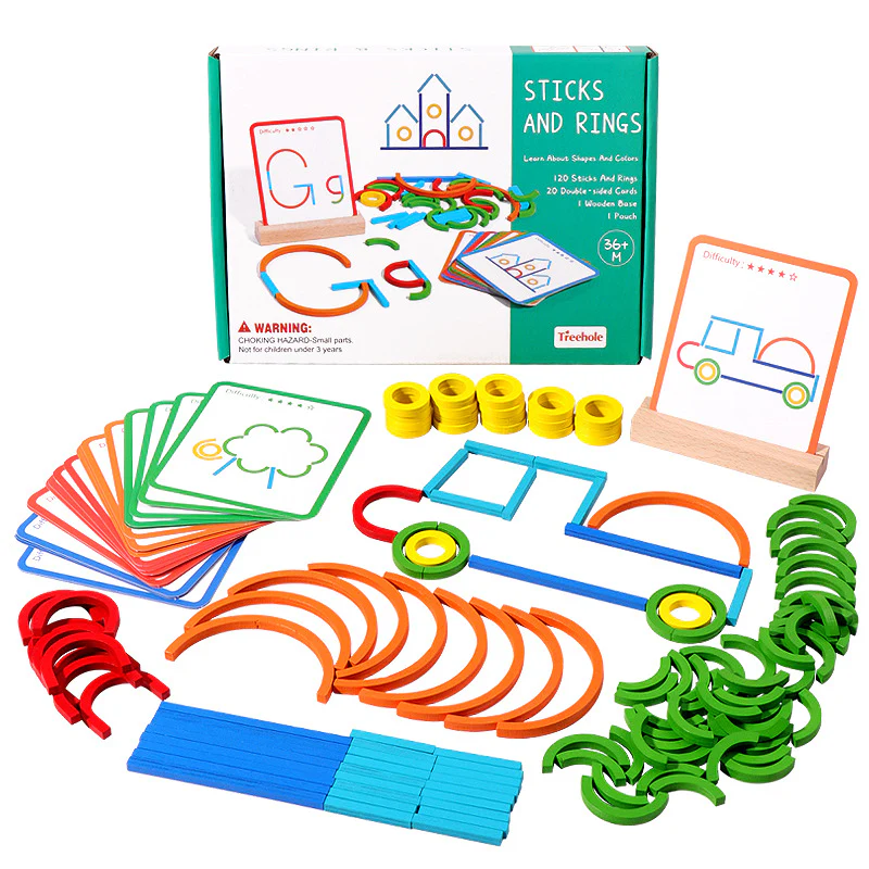 Educational Montessori Sticks and Rings Building Blocks - Image 4