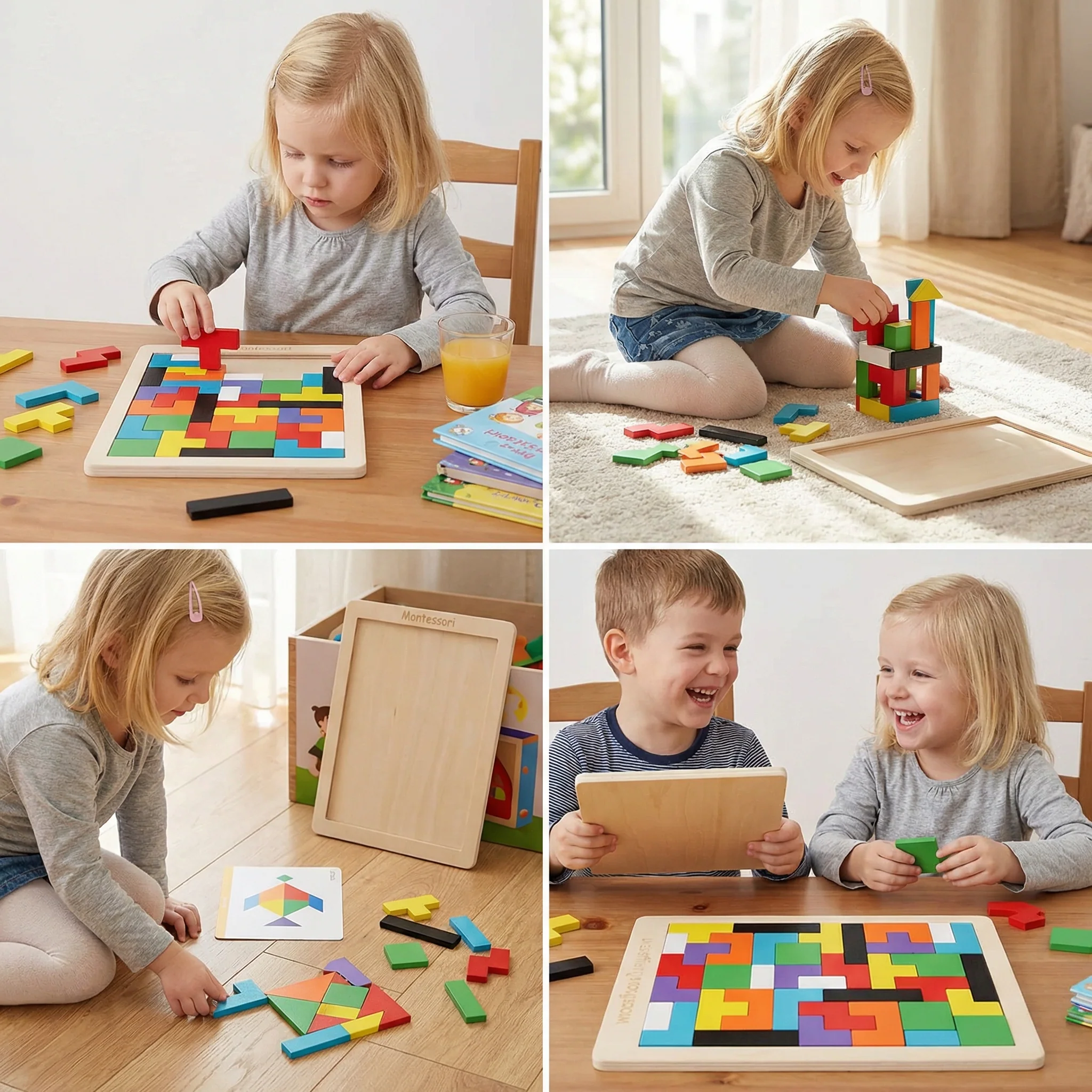 Educational Wooden Tangram Puzzle – Colourful Montessori Learning Toy for Kids - Image 4