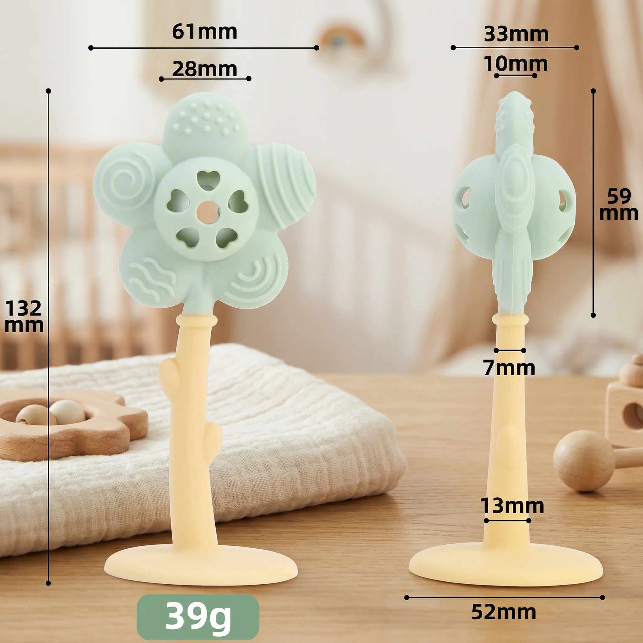 Flower Silicone Teether & Rattle – Gentle BPA-Free Teething Toy for Babies - Image 5