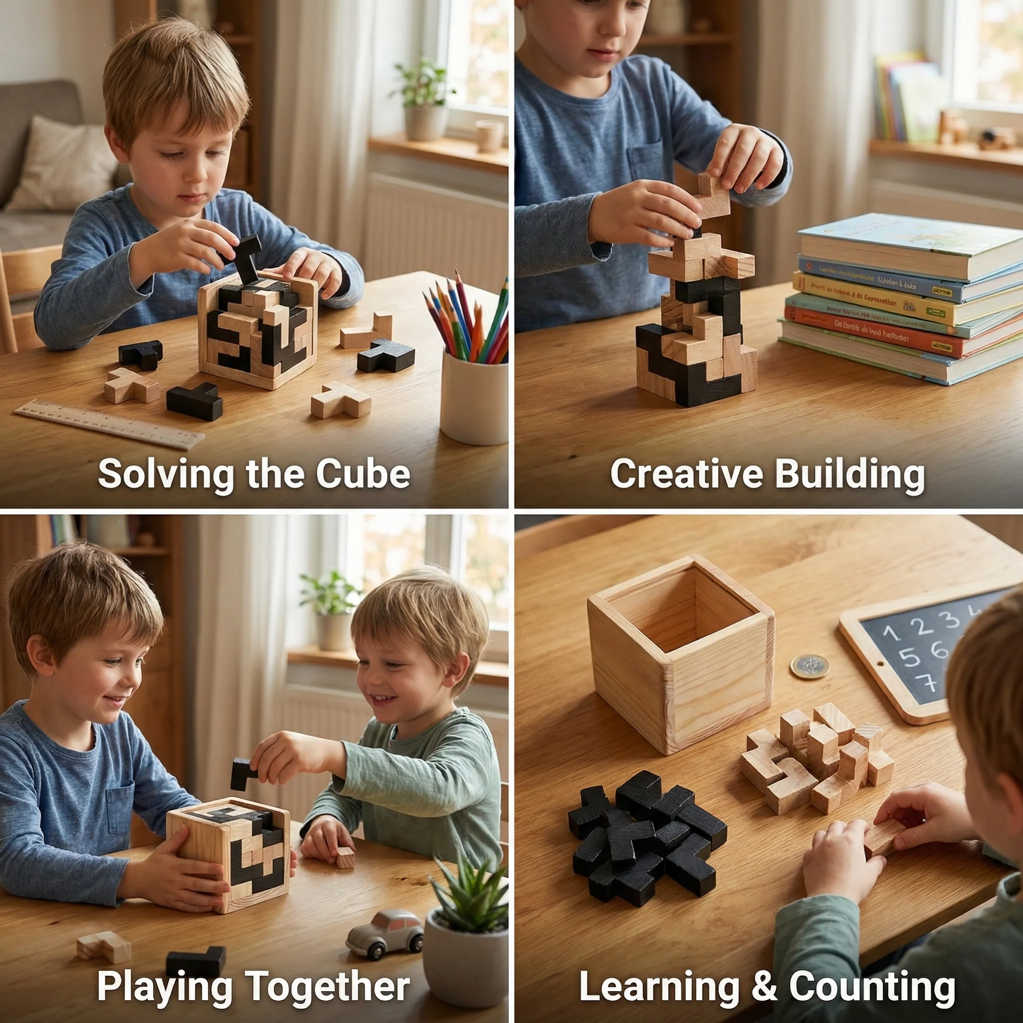 Handmade 3D Wooden Puzzle Cube – Logic & Learning Toy for Children - Image 4