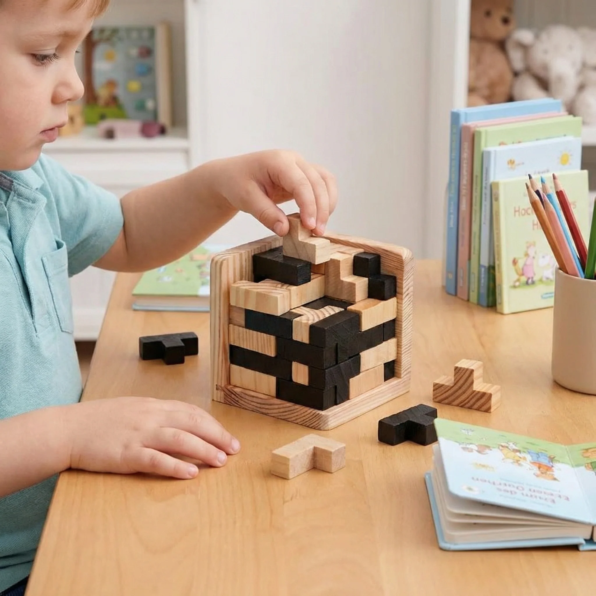 Handmade 3D Wooden Puzzle Cube – Logic & Learning Toy for Children - Image 6