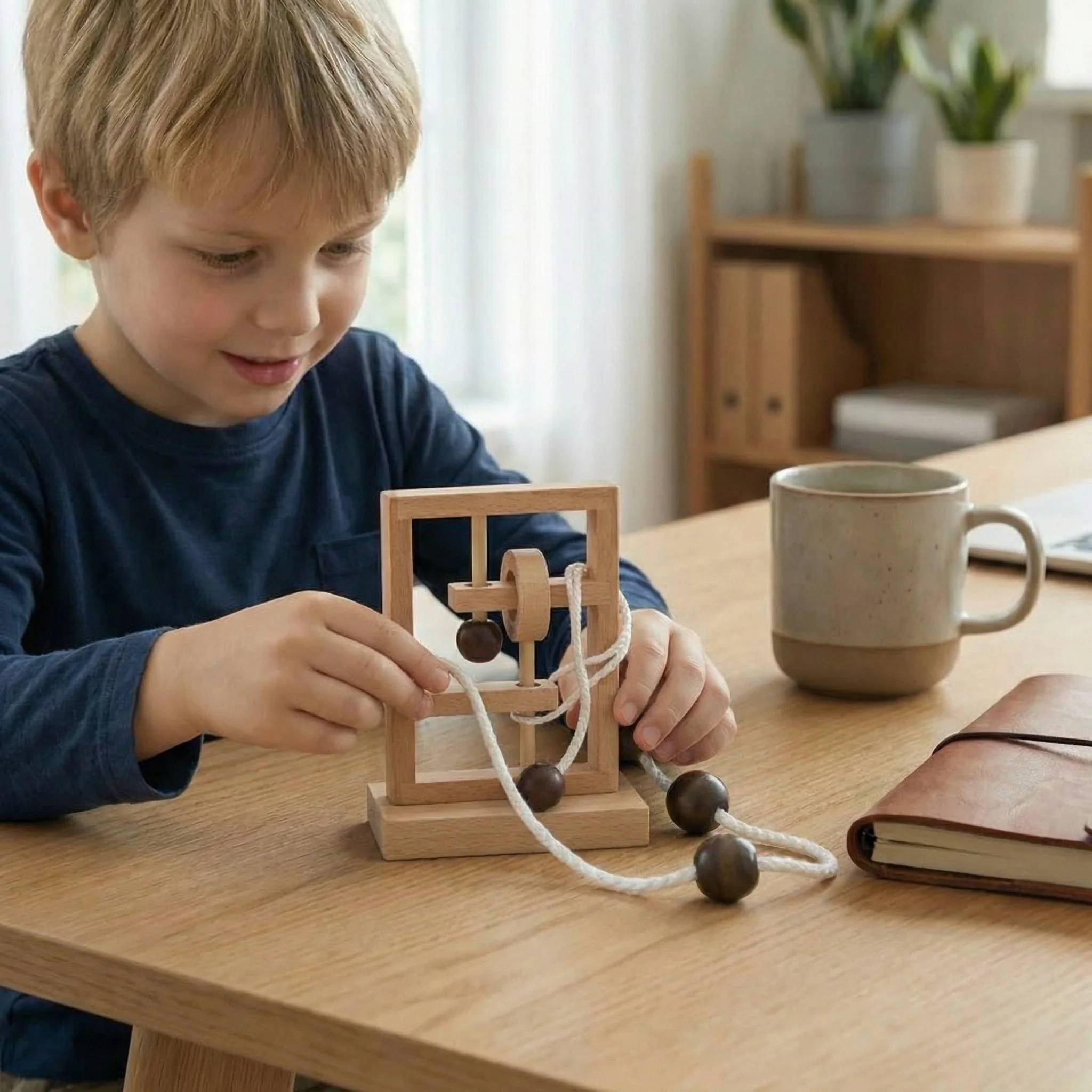 Handmade Wooden Rope Brain Teaser – Logic Puzzle Game for the Whole Family - Image 12