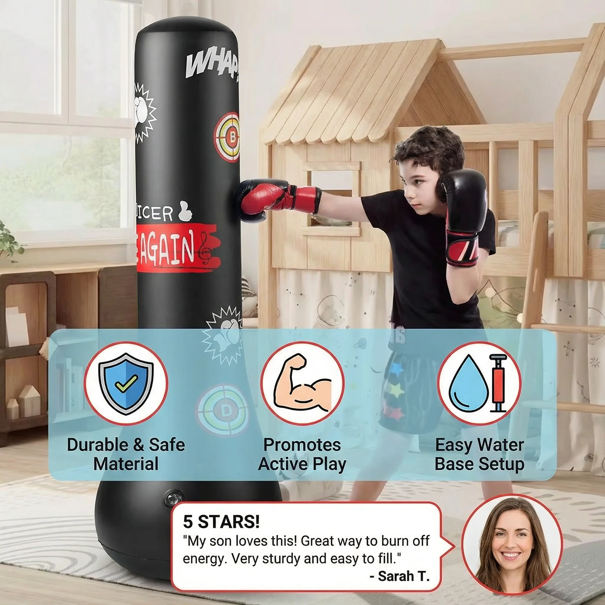 Inflatable Kids Punch Bag with Water Base - Image 2
