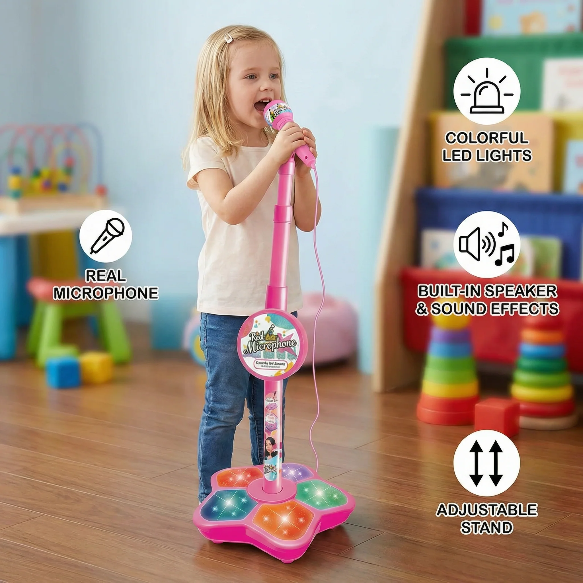 Kids Karaoke Machine with Microphone Stand – Singing Fun Set - Image 3