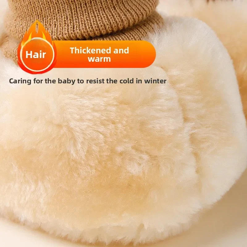Lined baby winter sock shoes in suede look - Image 8