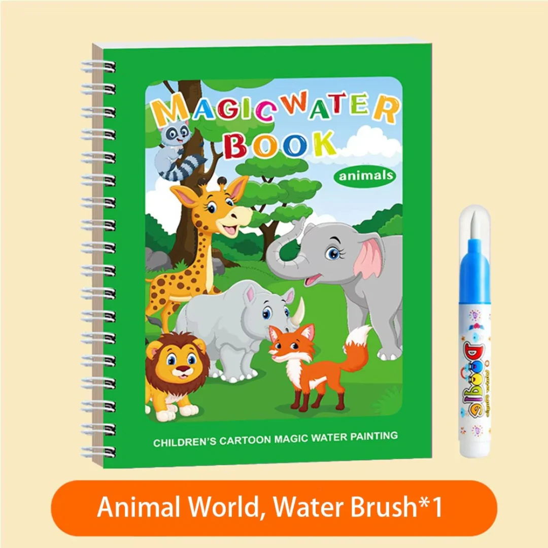 Magic Self Erasing Water Painting Book Set with Water Brush - Image 2