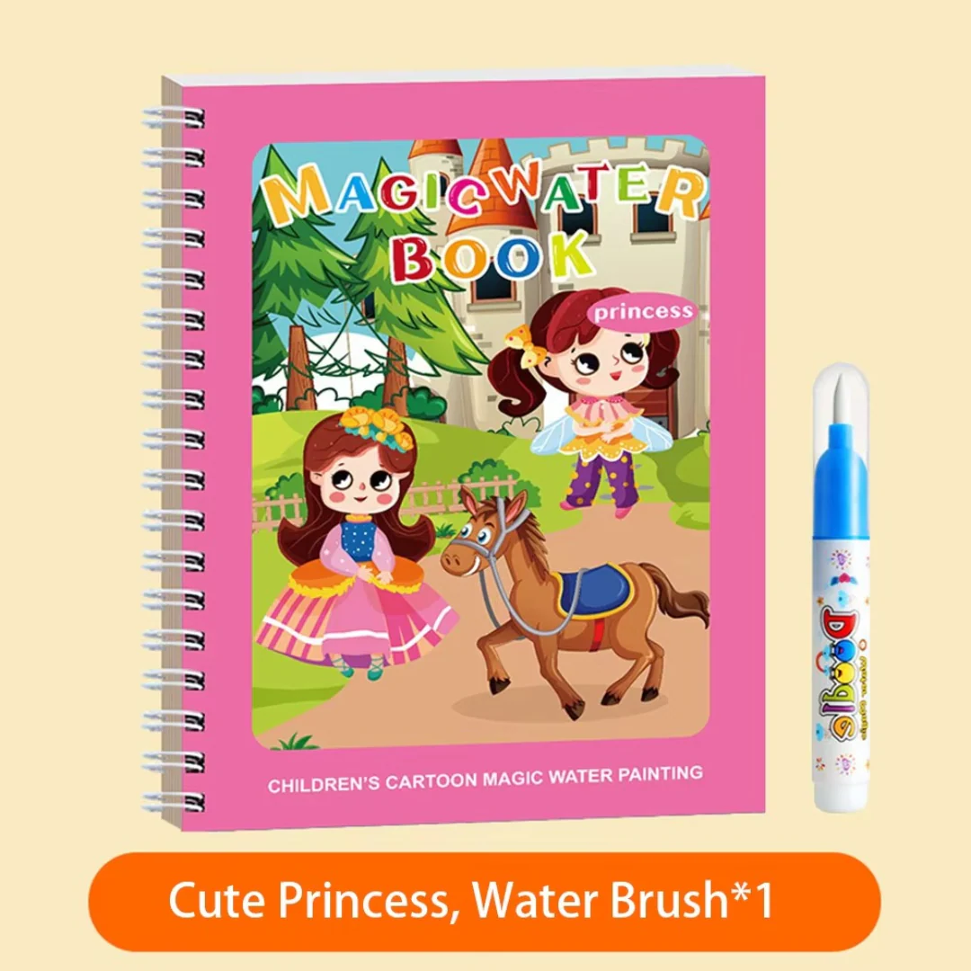 Magic Self Erasing Water Painting Book Set with Water Brush - Image 3