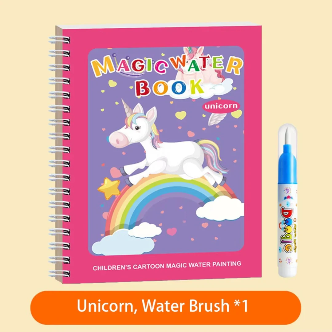 Magic Self Erasing Water Painting Book Set with Water Brush (Set of 6) - Image 8