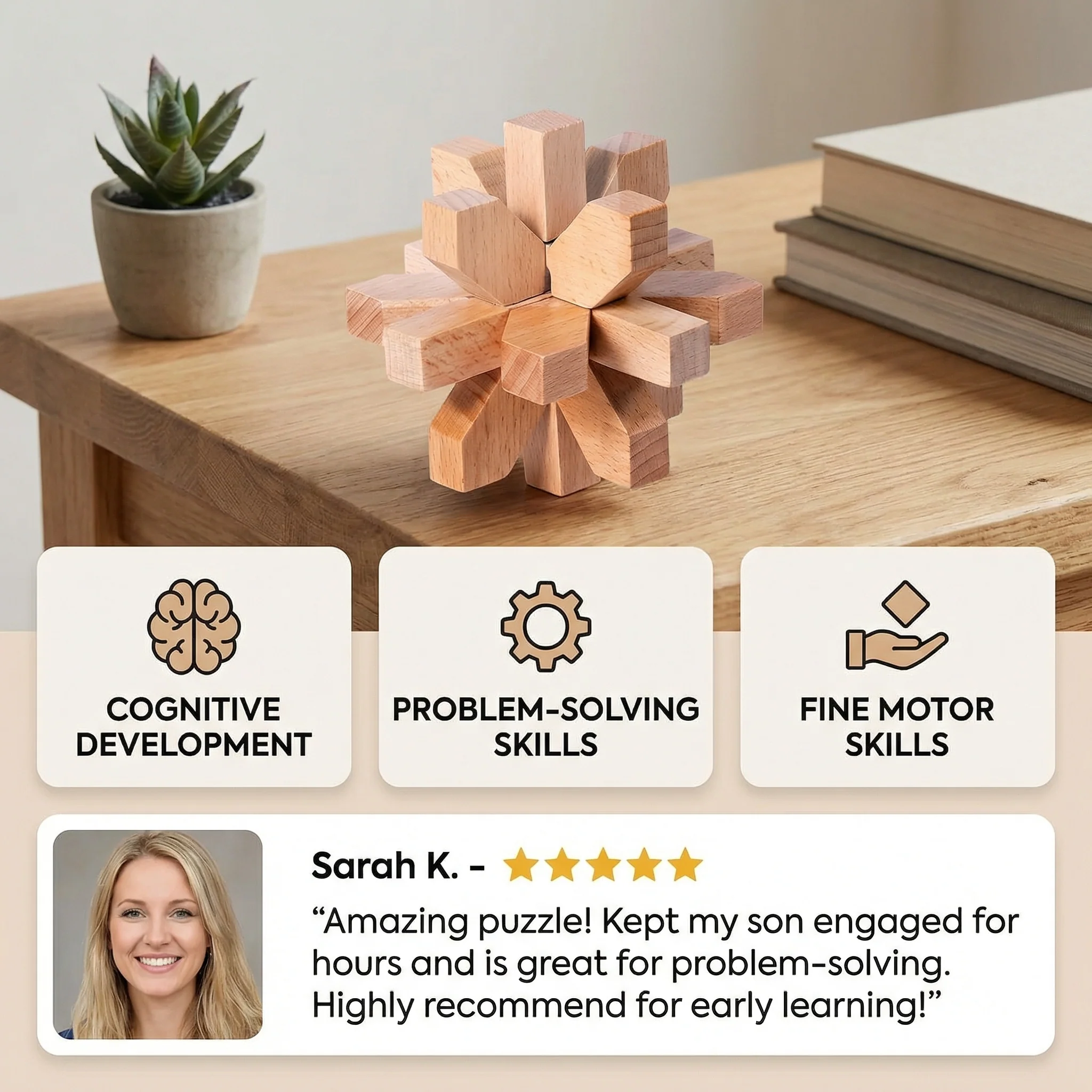 Montessori 3D Wooden Brain Puzzle - Early Learning Toy - Image 2