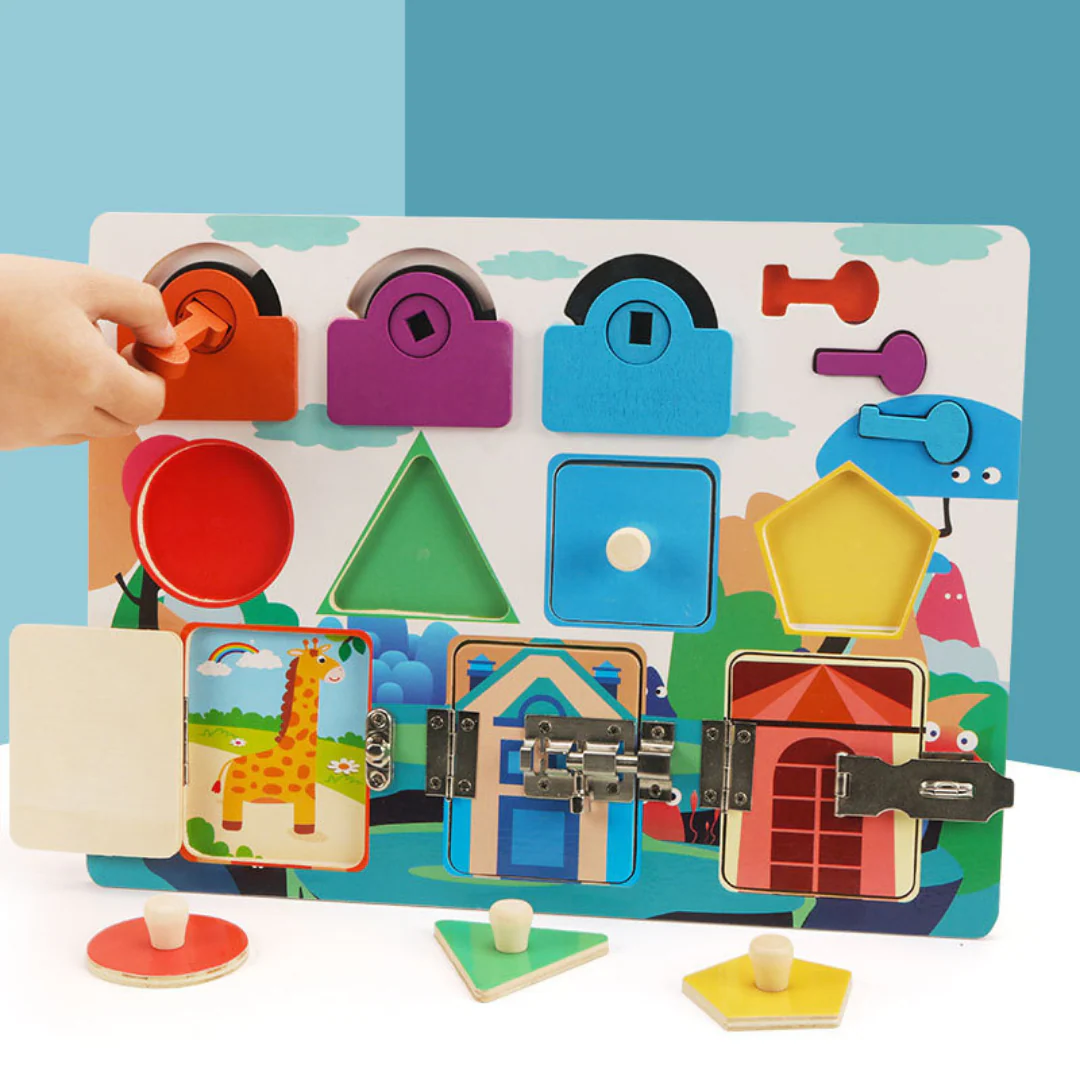 Montessori Activity Board with Various Tasks - Image 2
