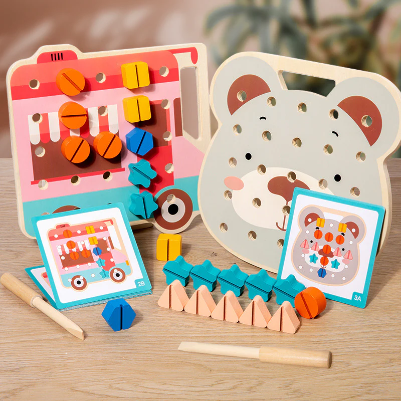 Montessori Color Screw Bear Board for Little Handymen - Image 6