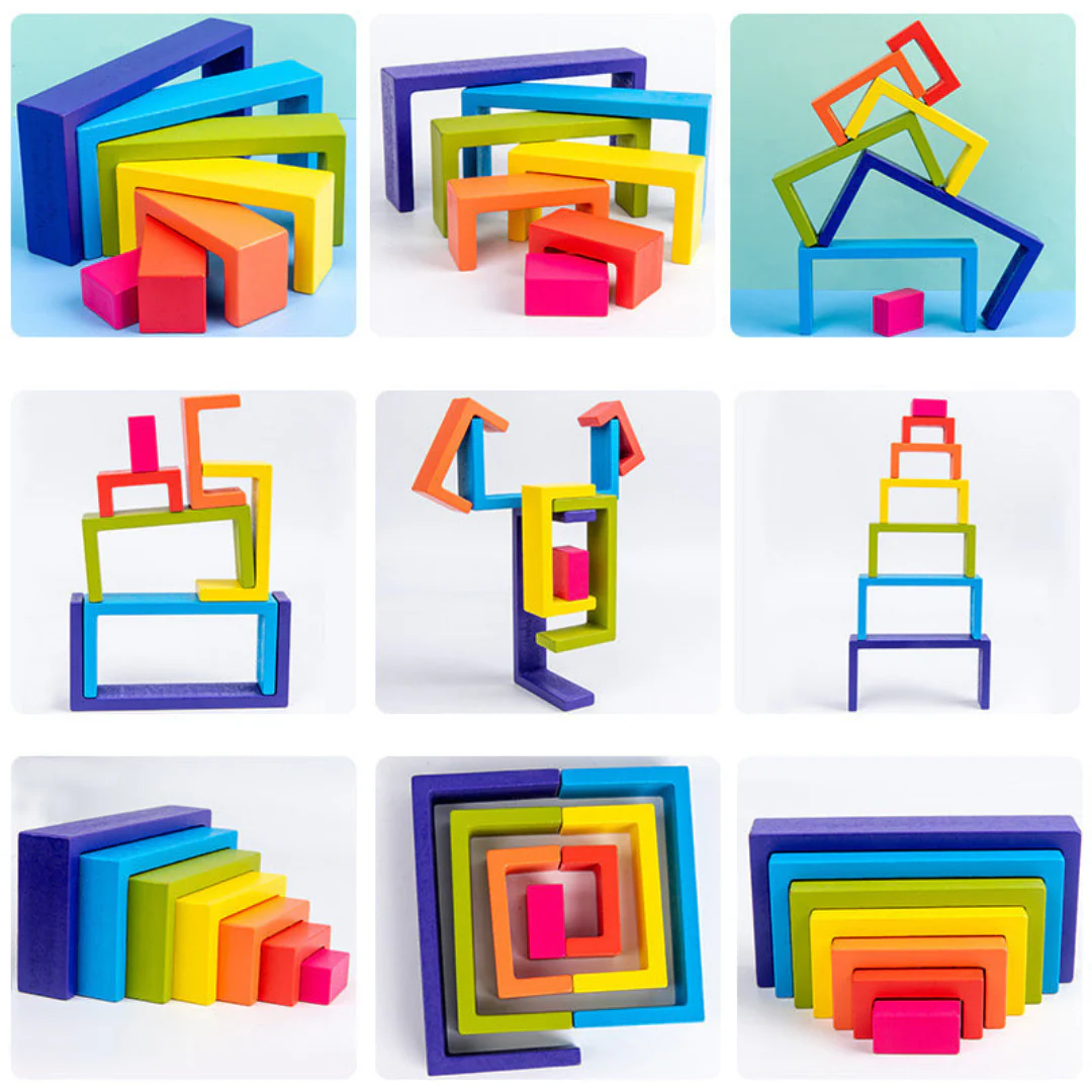 Montessori Colored Wooden Building Blocks - Image 12