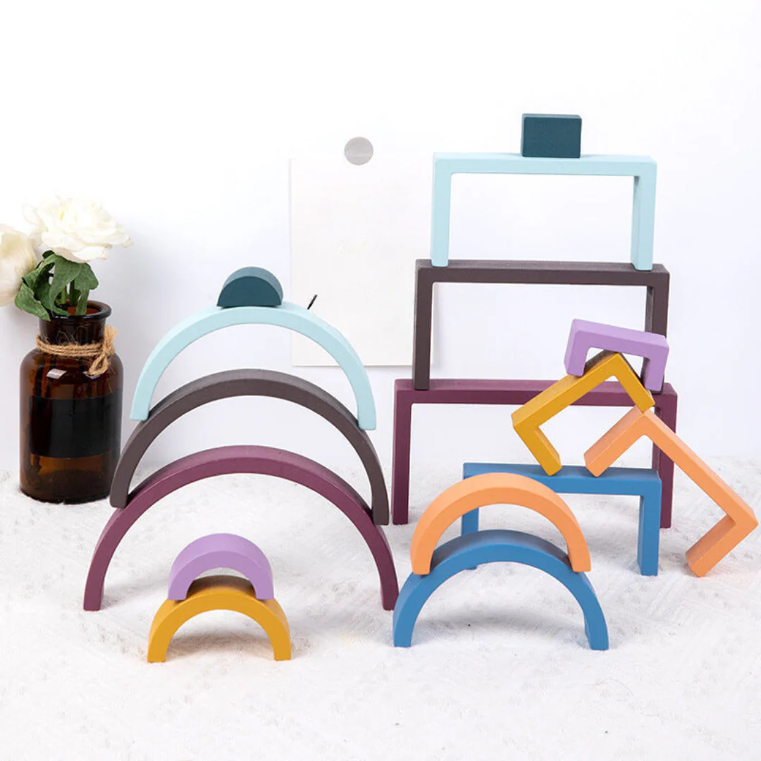 Montessori Colored Wooden Building Blocks - Image 15