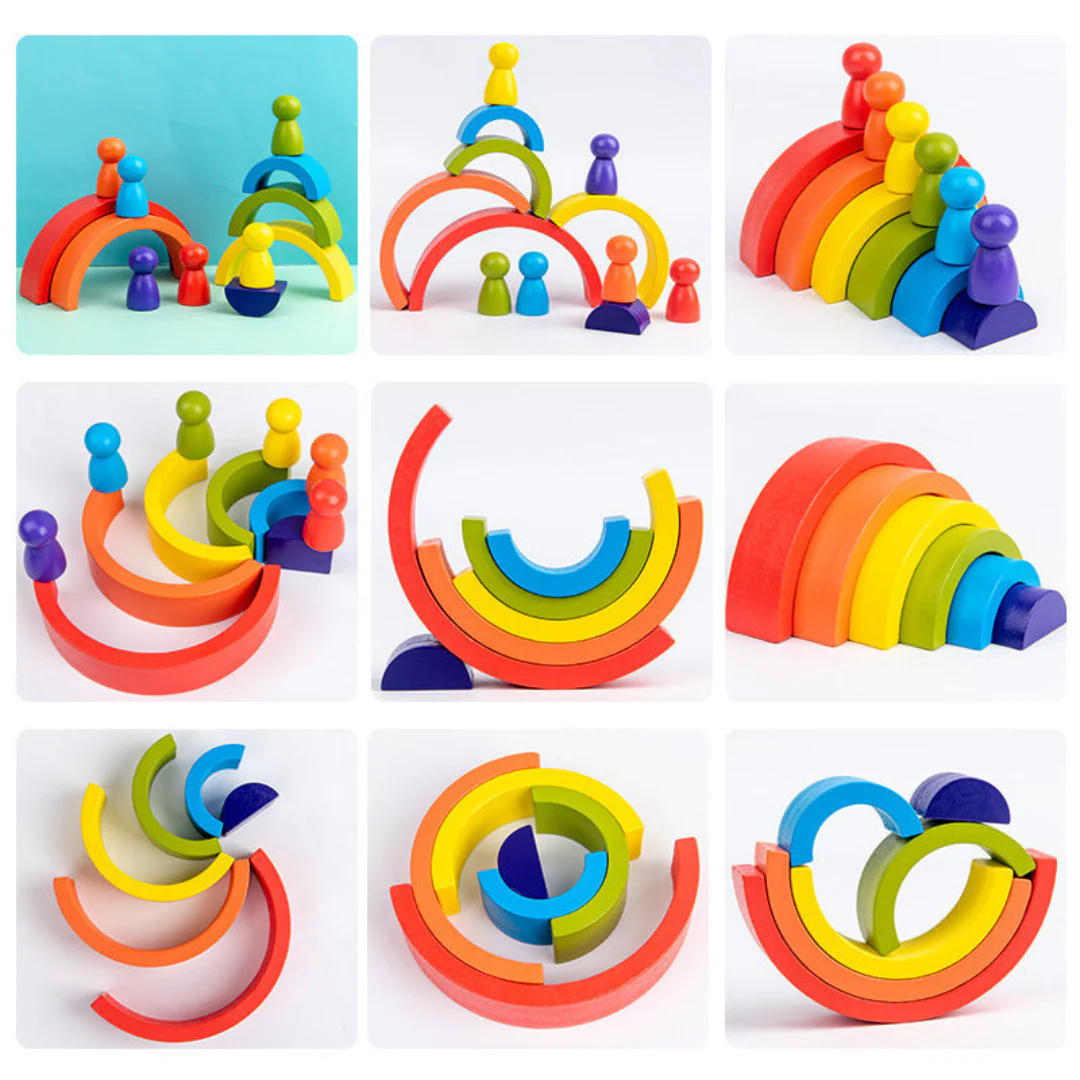 Montessori Colored Wooden Building Blocks - Image 20