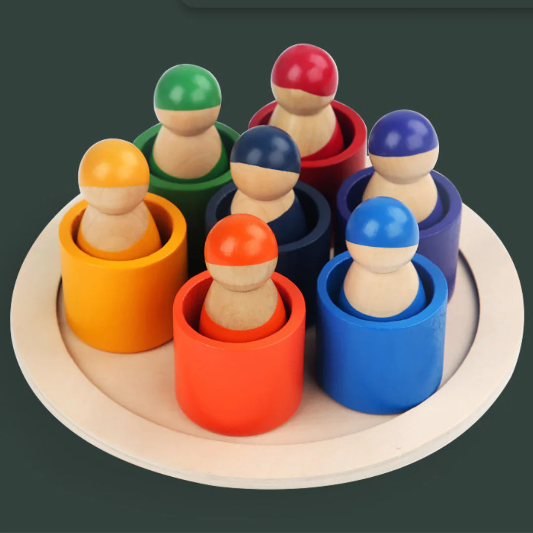 Montessori Colored Wooden Building Blocks - Image 3
