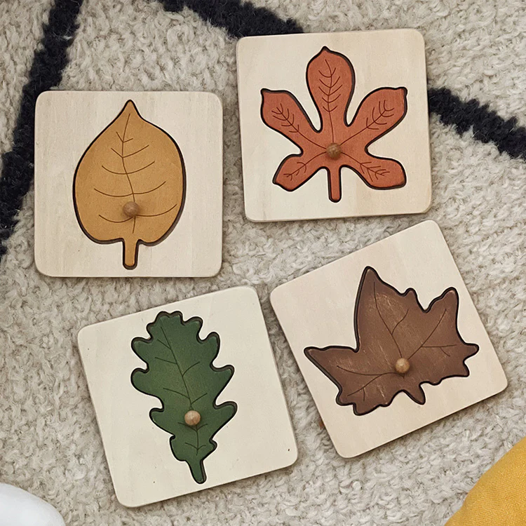 Montessori leaves puzzle made of wood - Image 3