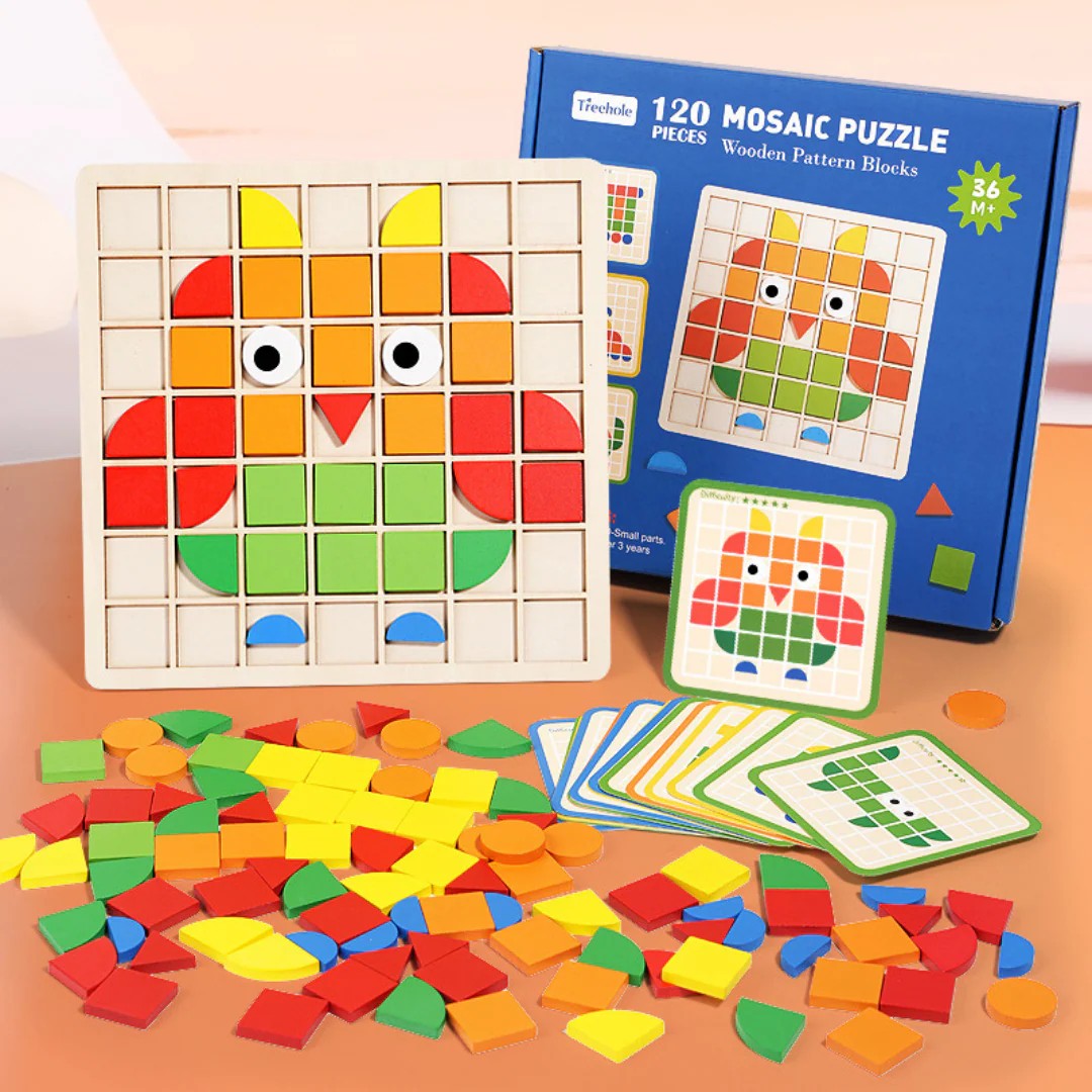 Montessori Mosaic Puzzle Colours and Shapes Game - Image 3