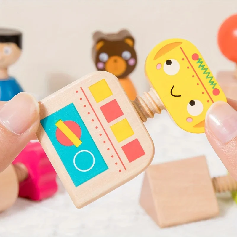 Montessori Screw Figures Game Made of Wood - Image 3