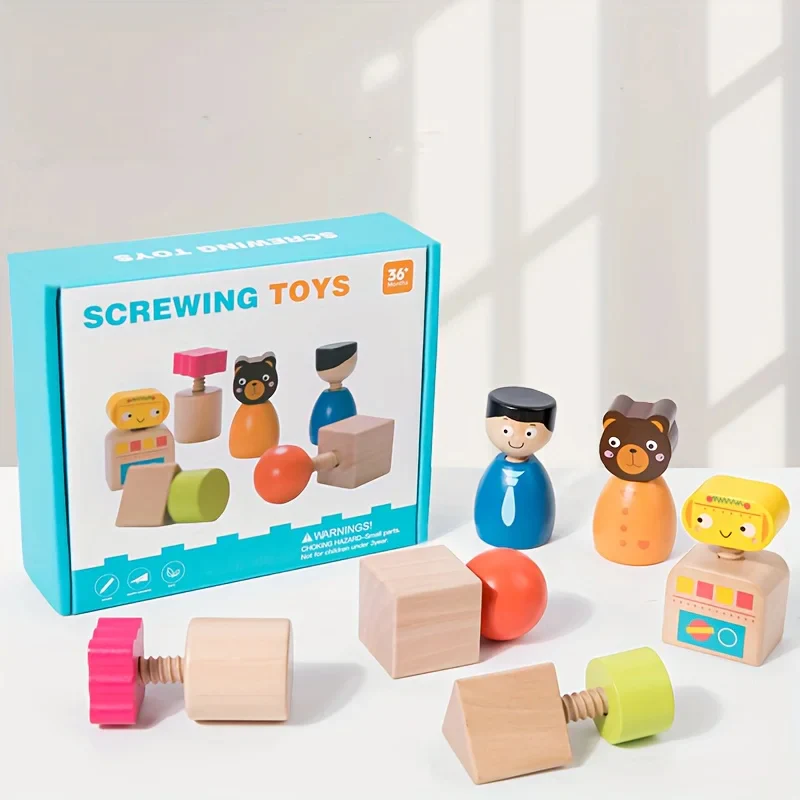 Montessori Screw Figures Game Made of Wood - Image 6