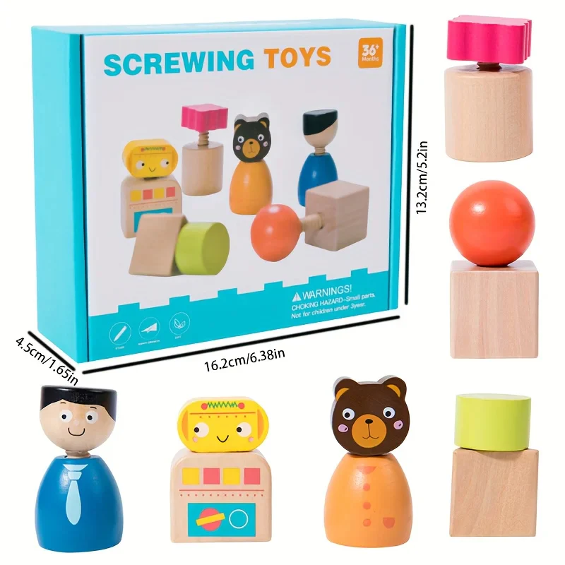 Montessori Screw Figures Game Made of Wood - Image 7