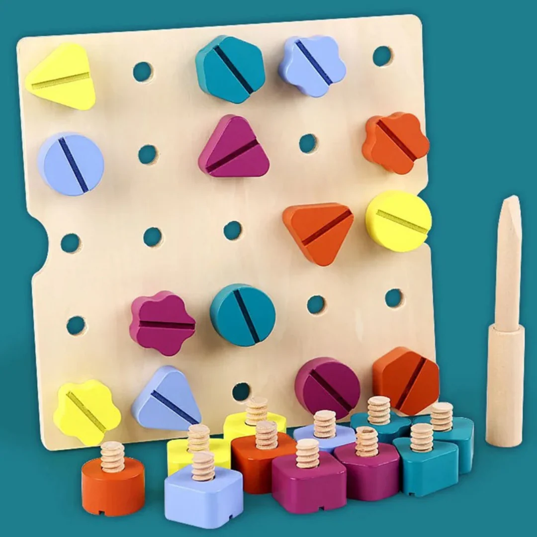 Montessori Screw, Wood, and Color Toy - Image 11