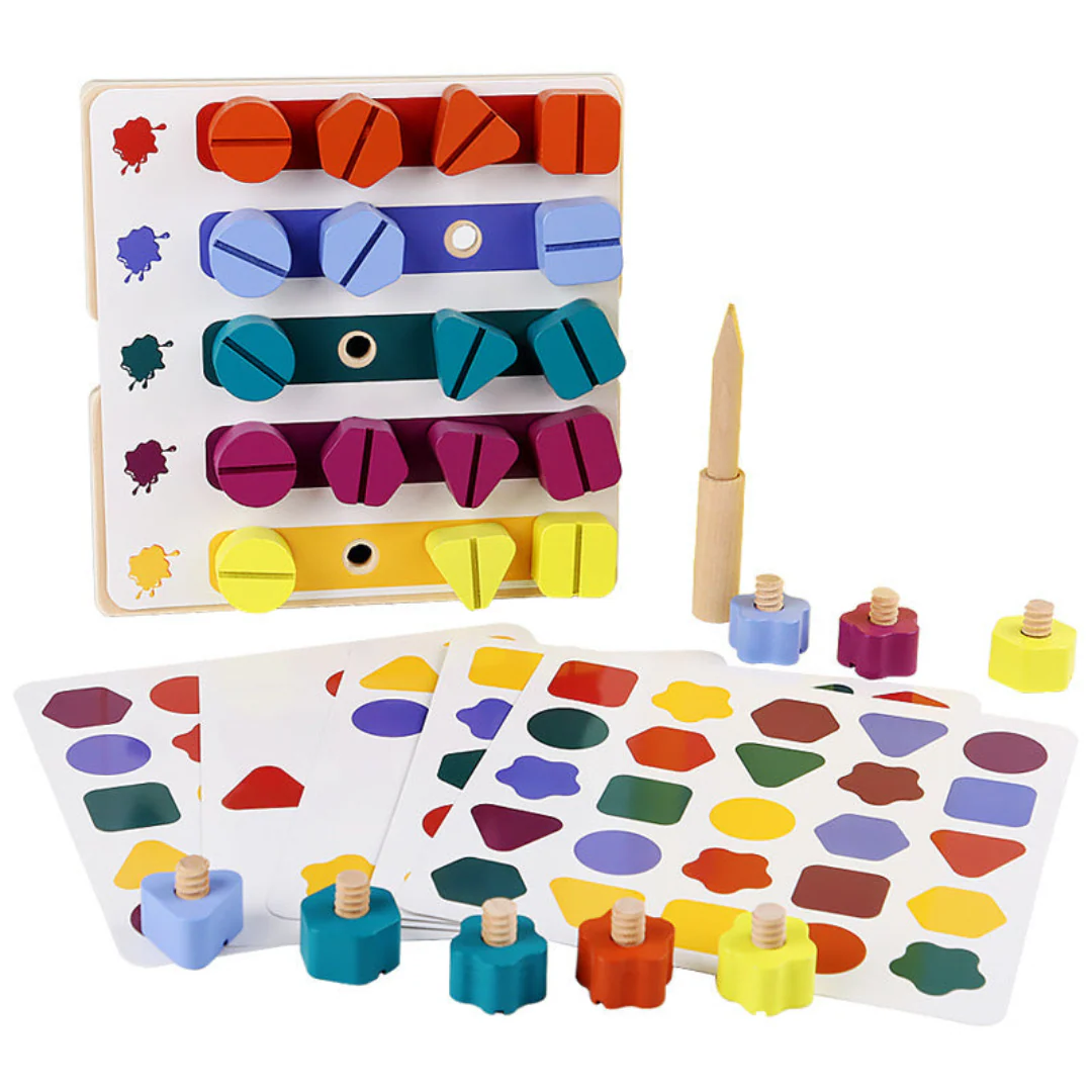 Montessori Screw, Wood, and Color Toy - Image 12