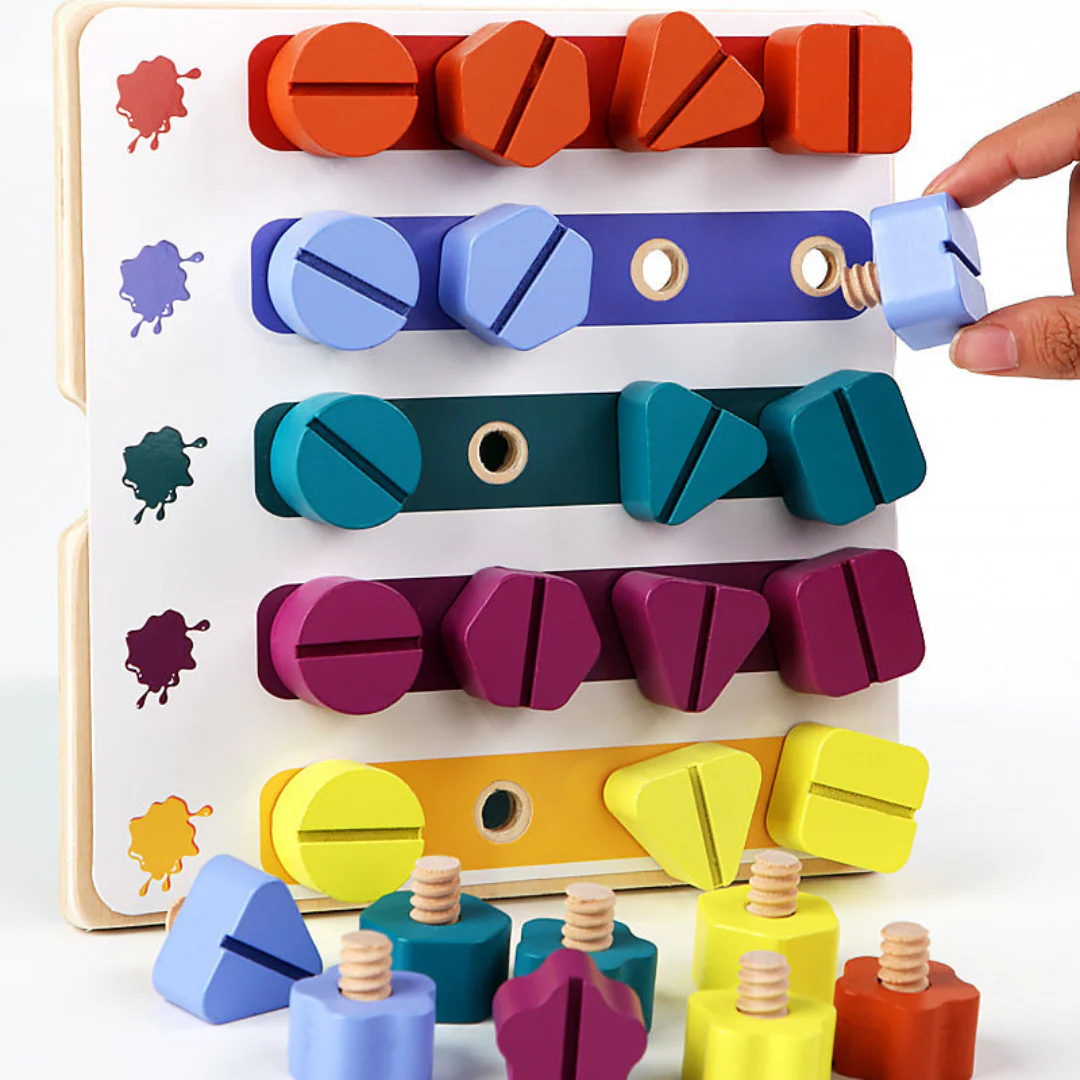 Montessori Screw, Wood, and Color Toy - Image 4