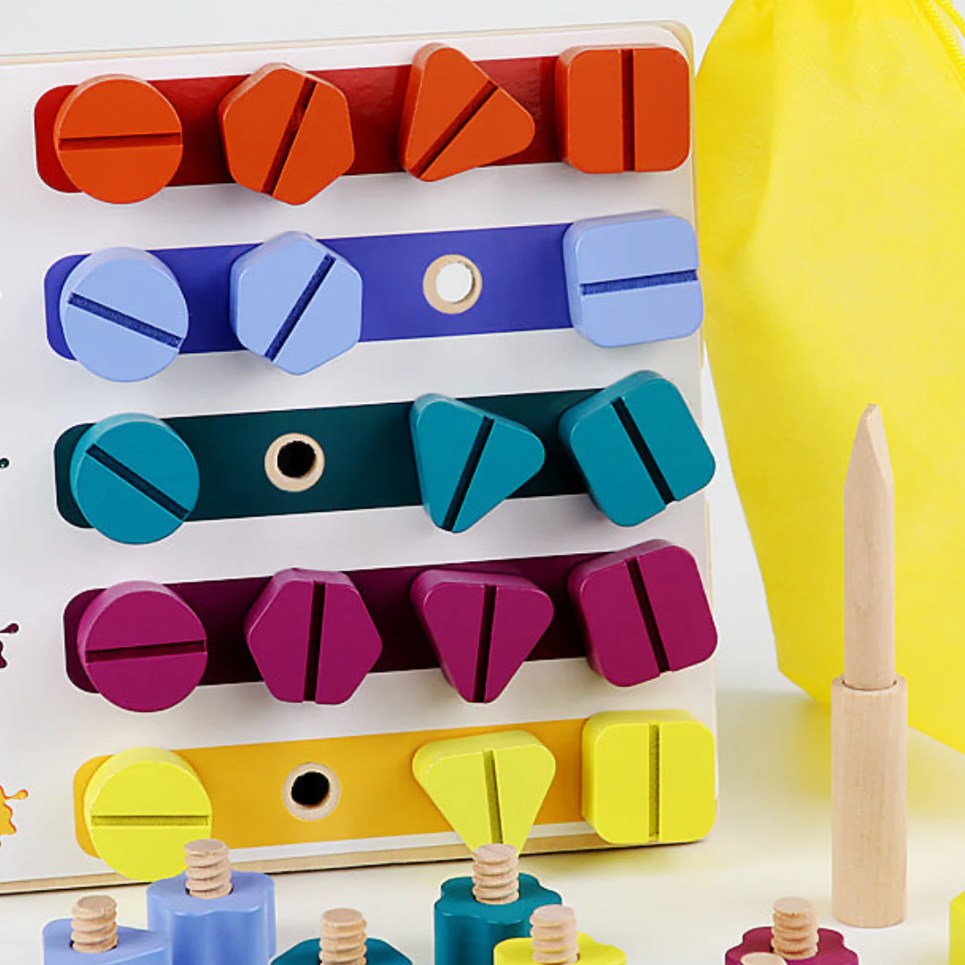 Montessori Screw, Wood, and Color Toy - Image 5
