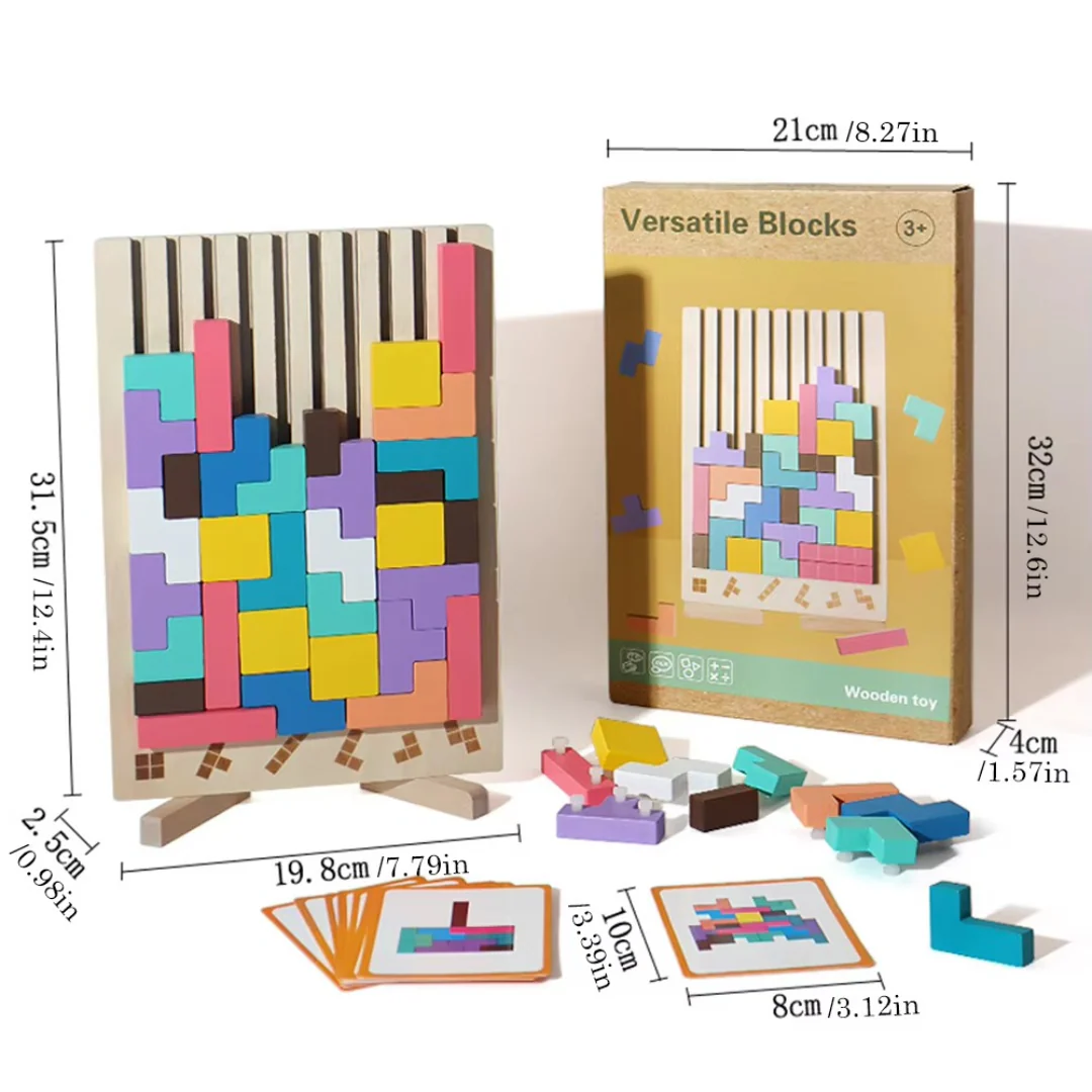 Montessori wooden blocks and shapes game - Image 6