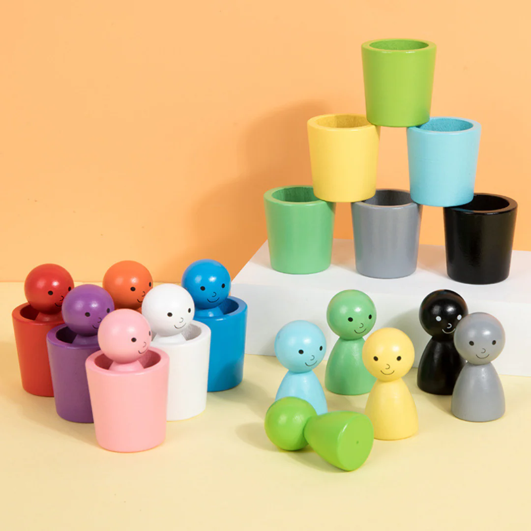 Montessori Wooden Colour Sorting Cup Game - Image 7