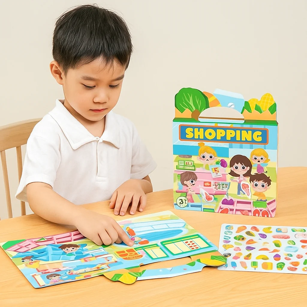Reusable Montessori sticker books with various themes - Image 2