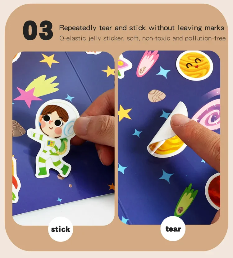 Reusable Montessori sticker books with various themes - Image 9