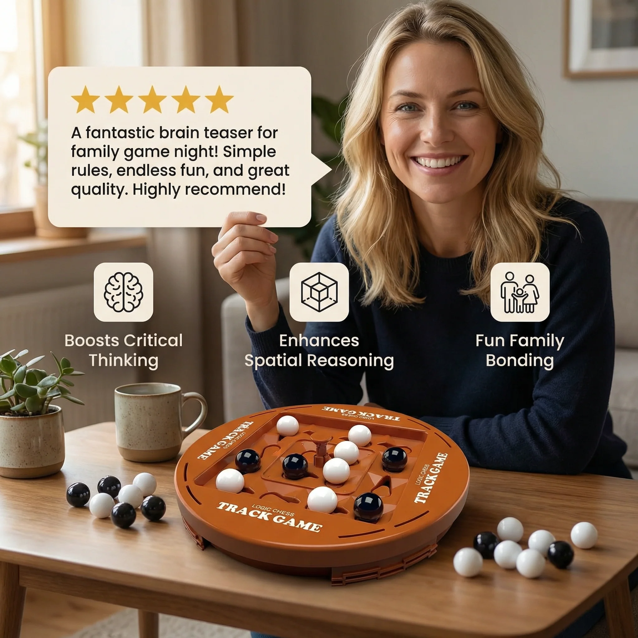 Rotating Logic Strategy Game – 4-in-a-Row Family Brain Teaser - Image 2