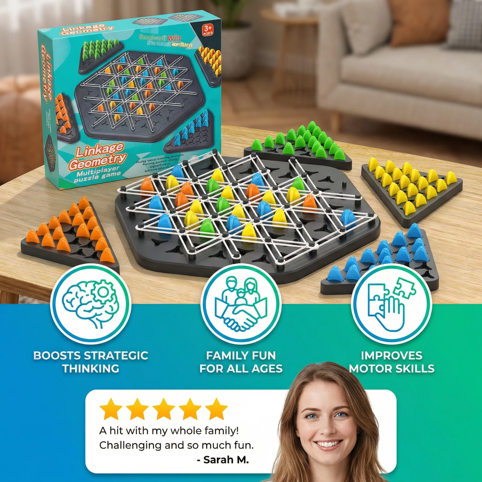 Rubber band triangle chess family game - Image 2