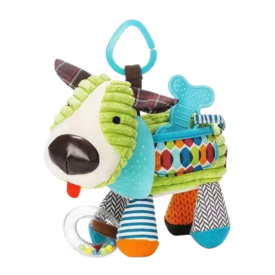 Sensory baby plush toy with rattle and silicone attachment for teething - Image 5