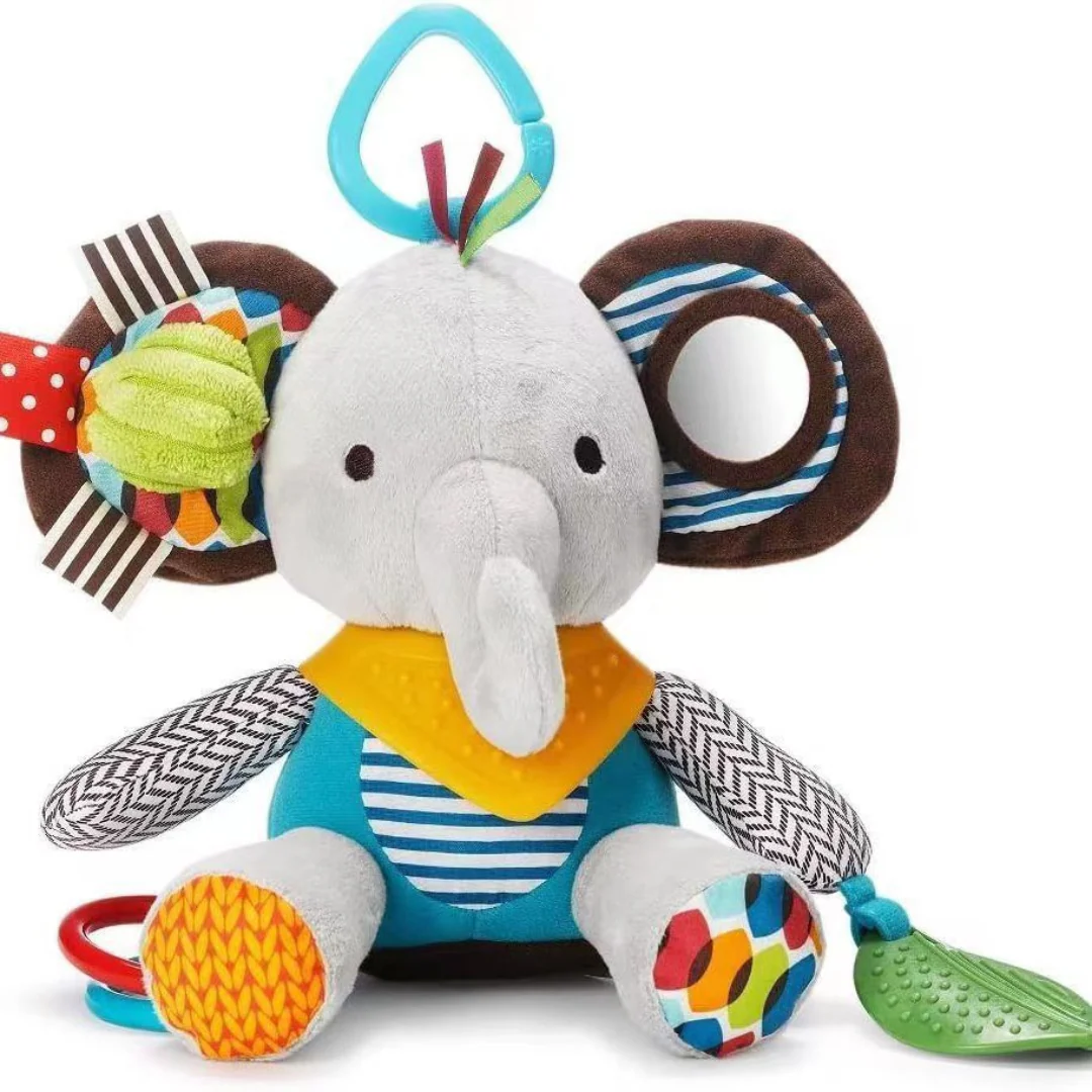 Sensory baby plush toy with rattle and silicone attachment for teething - Image 9