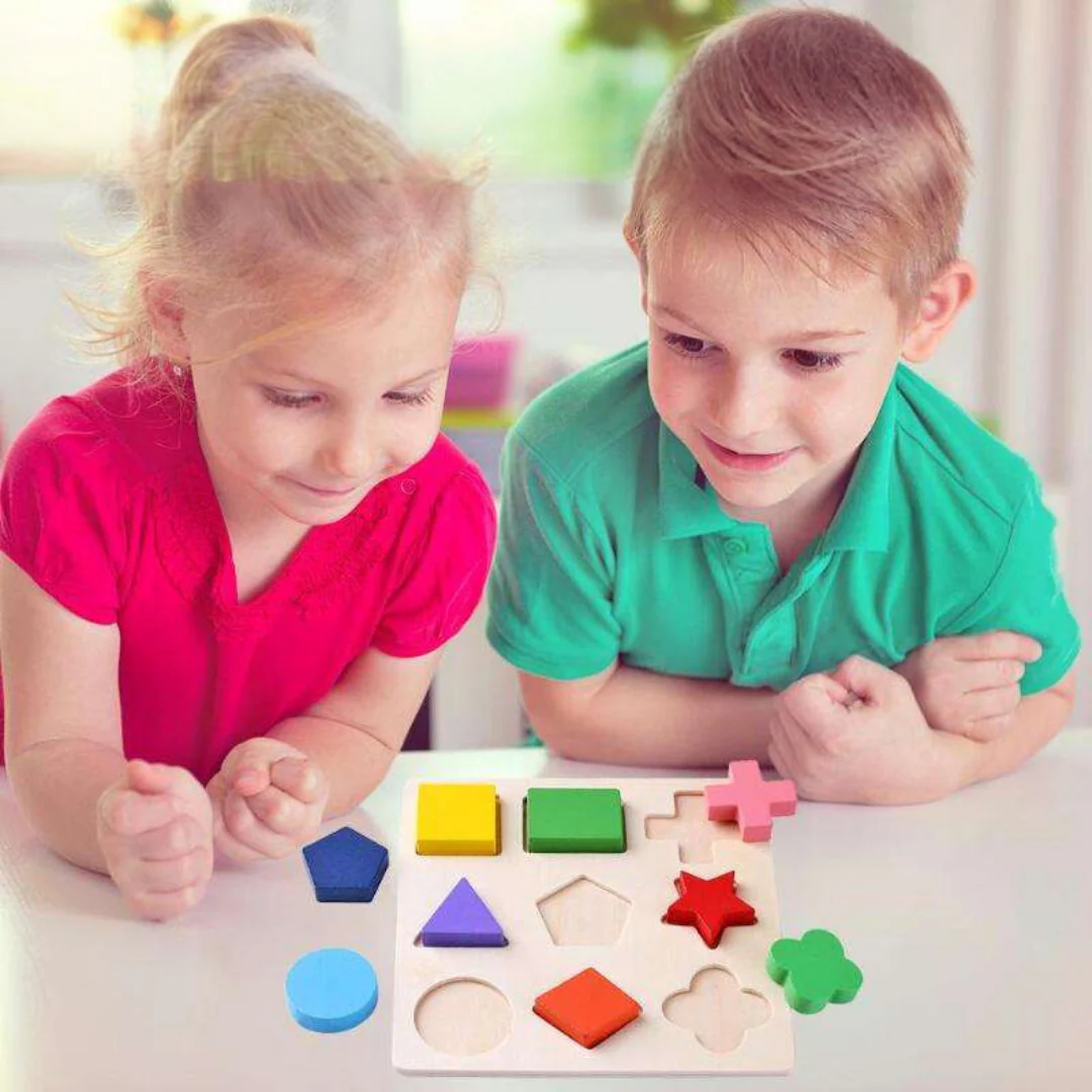 Simple Montessori Shapes and Colors Wooden Puzzle for Toddlers