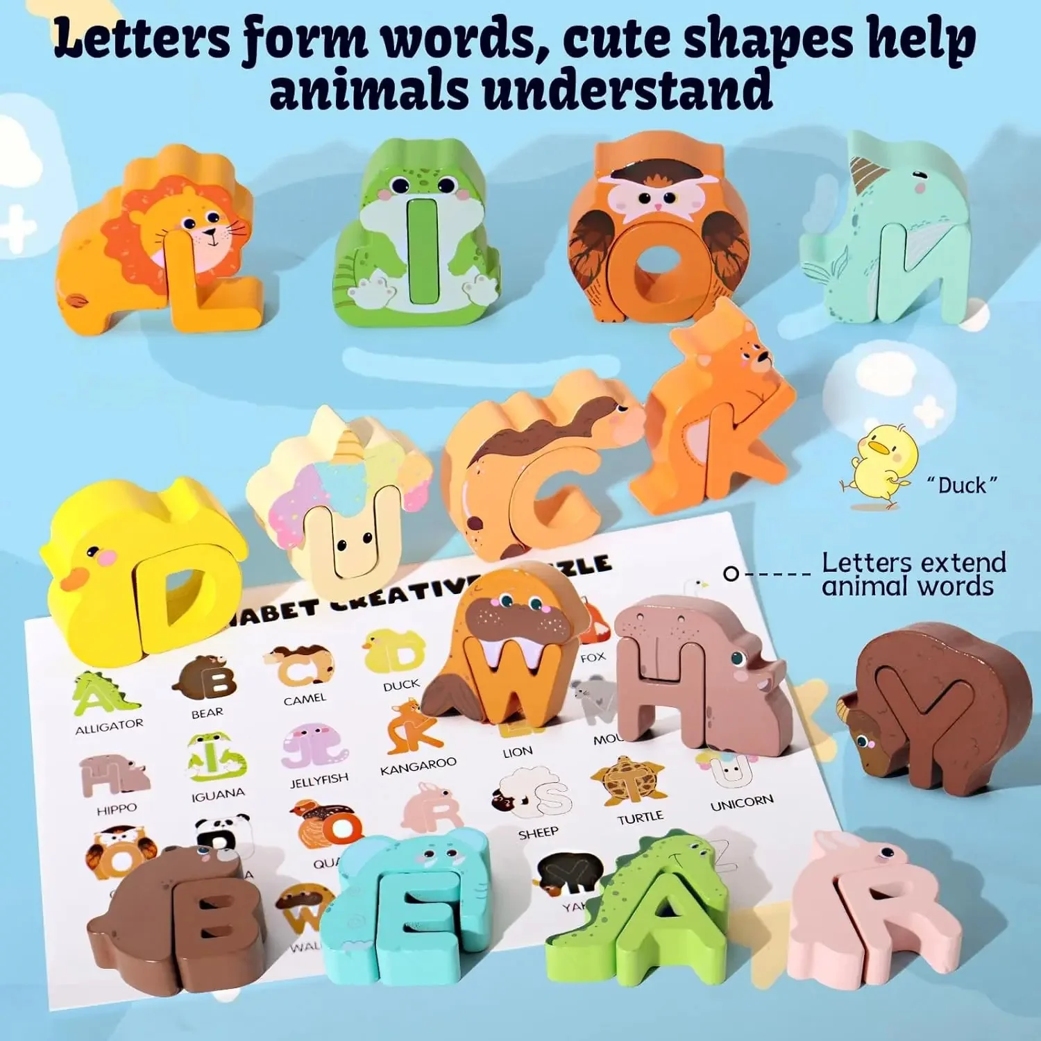 Wooden animal alphabet puzzle - A to Z learning toy for kids - Image 4